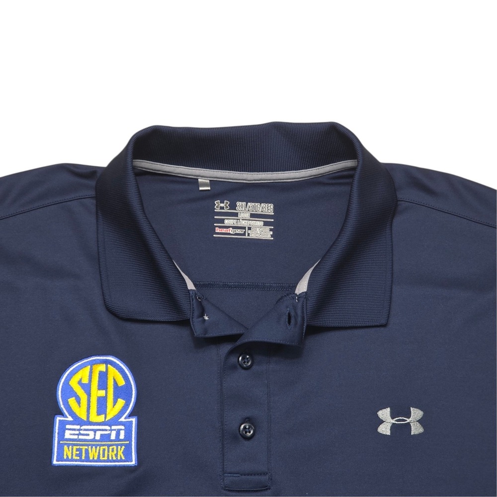 Under Armour Mens 3XL SEC ESPN Network Loose HeatGear Polo Shirt Navy Blue